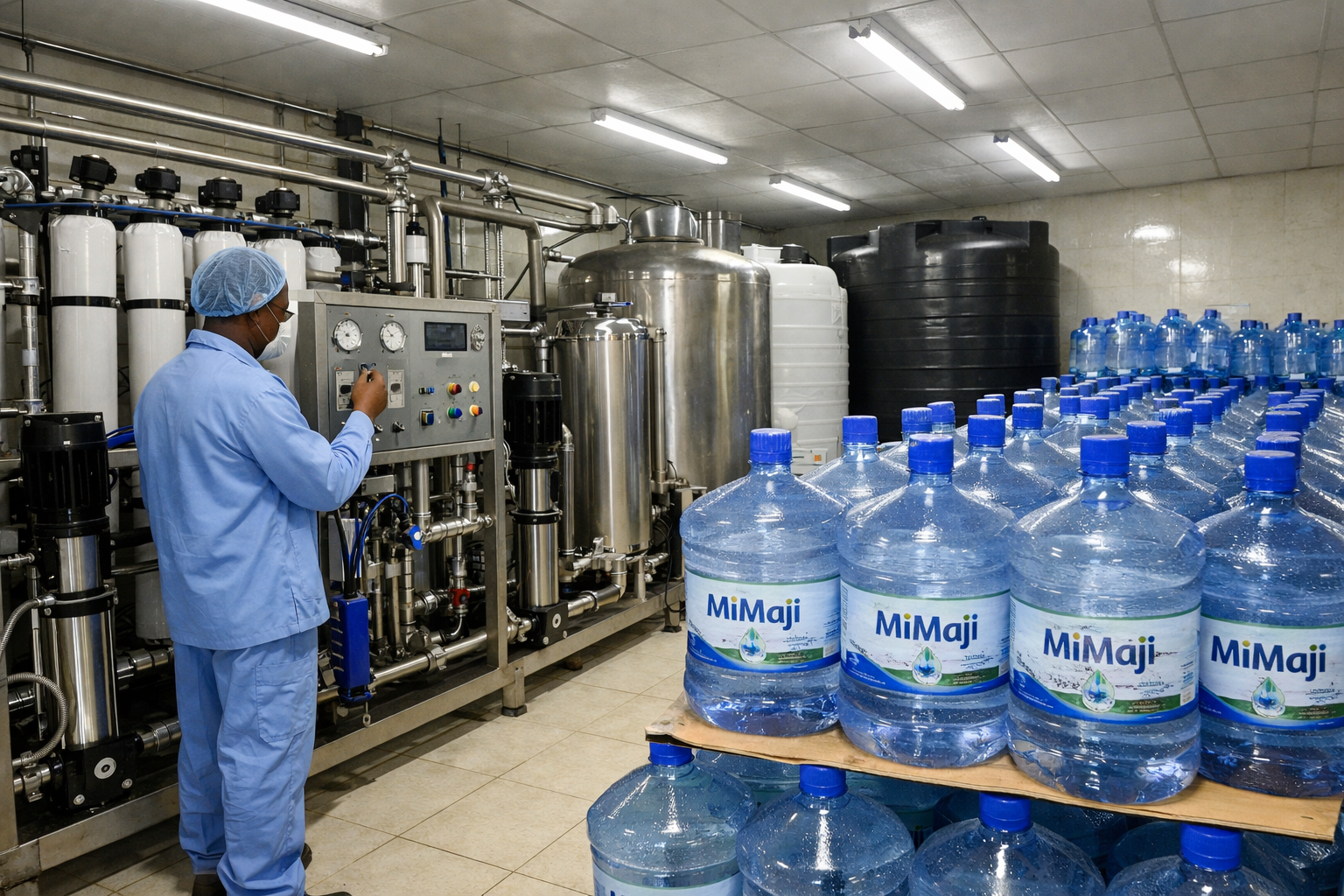 Modern MiMaji water station in Nairobi providing verified clean drinking water through the MiMaji platform